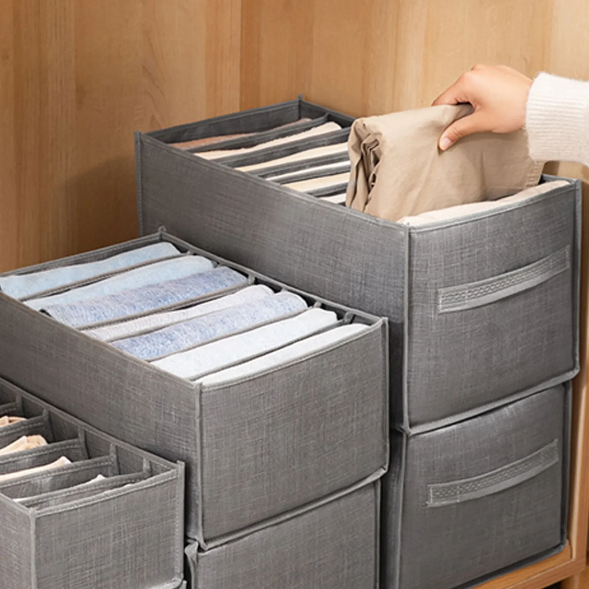 Stapelbarer Kleiderschrank-Organizer – 9 Fächer, dunkelgrau